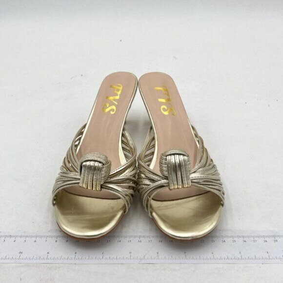 FYS Women Slip on Low Kitten Heel Mules Open Toe Dress Slide Sandals Party Prom - Picture 4 of 8